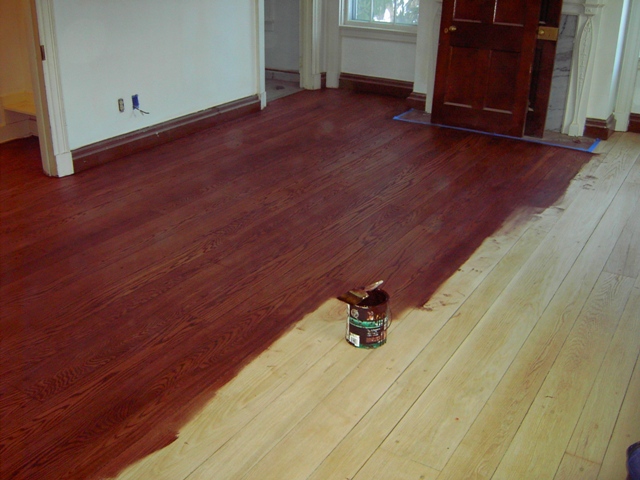 Cherry-stained wood floors