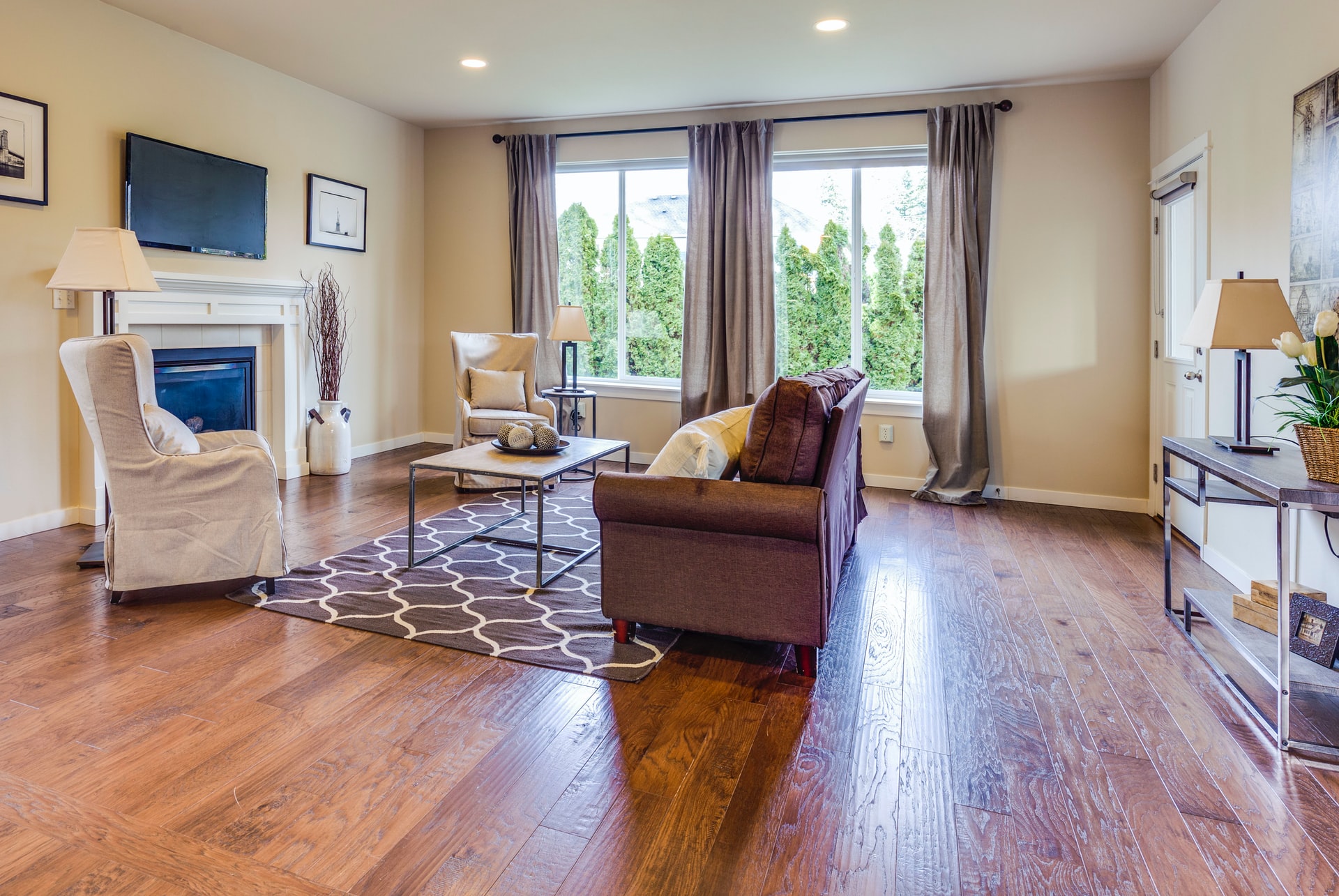 Living room with hardwood floors